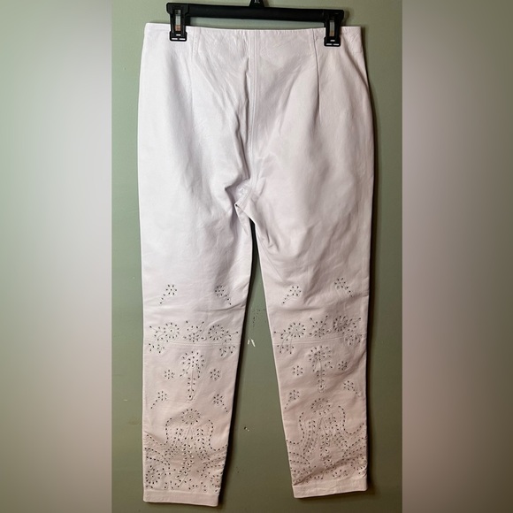Ralph Lauren Eyelet-Embroidered Leather Ankle Pant White - Picture 6 of 7